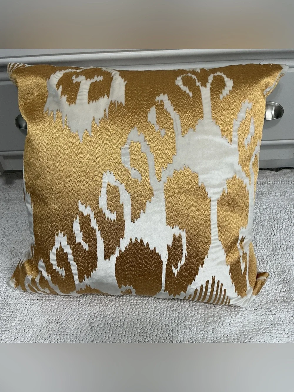 CALLISTO HOME Gold Thread Velvety Down and Feather Filled Throw Pillow